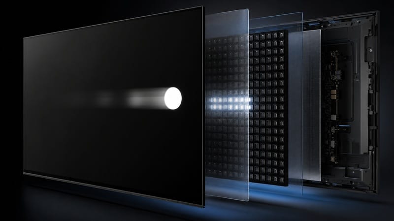 Mini-LED backlight zone diagram illustrating dimming lag
