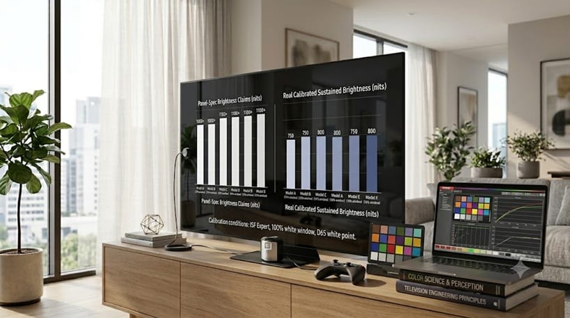 OLED TV panel brightness comparison chart