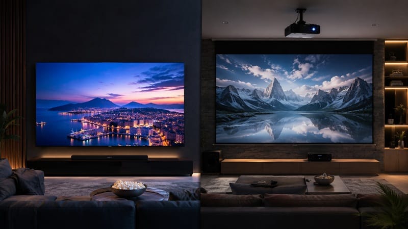 OLED TV vs projector spec comparison home theater