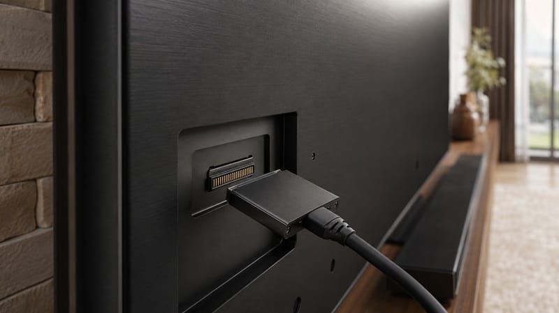One Connect cable port on the back of a Samsung TV