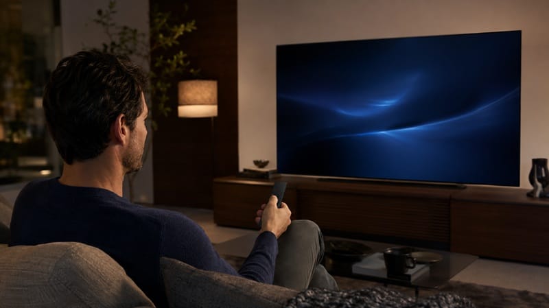 Person adjusting Sony TV settings menu