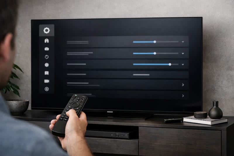 Remote control resting near a Sony OLED TV at home
