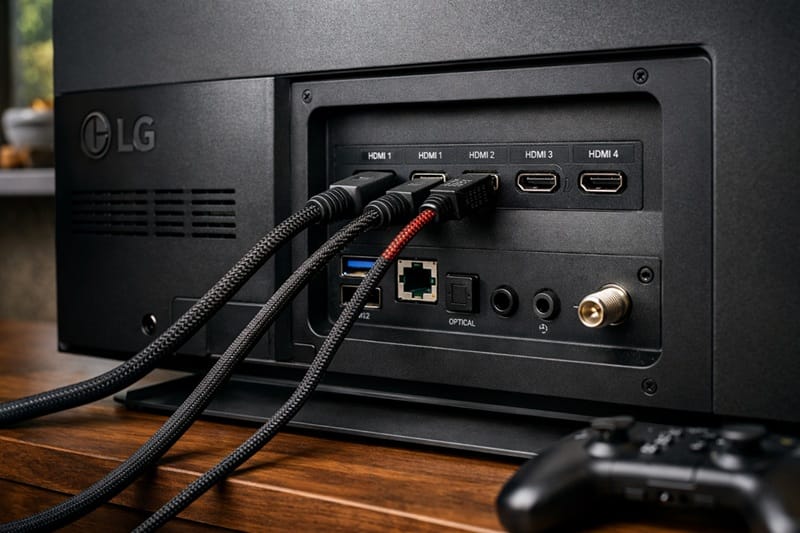 Samsung 48S90H ports and design โ HDMI 2.1 connectivity