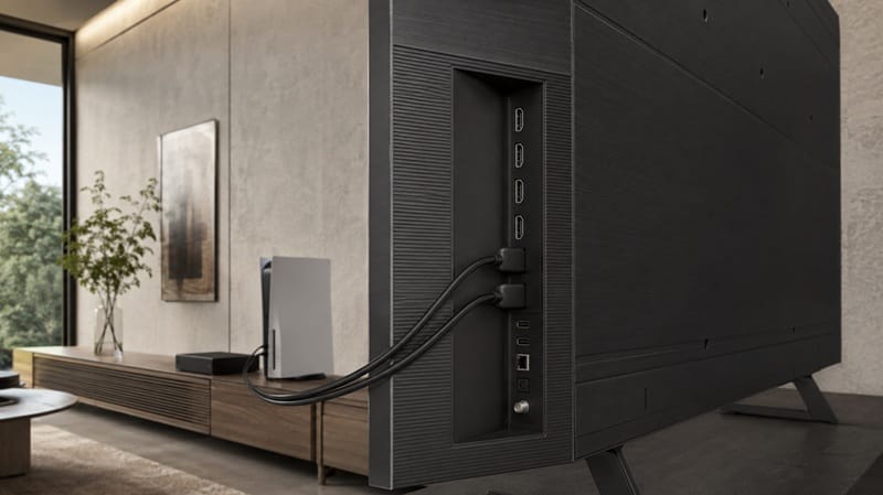 Samsung 85QN80H ports and design — HDMI 2.1 connectivity