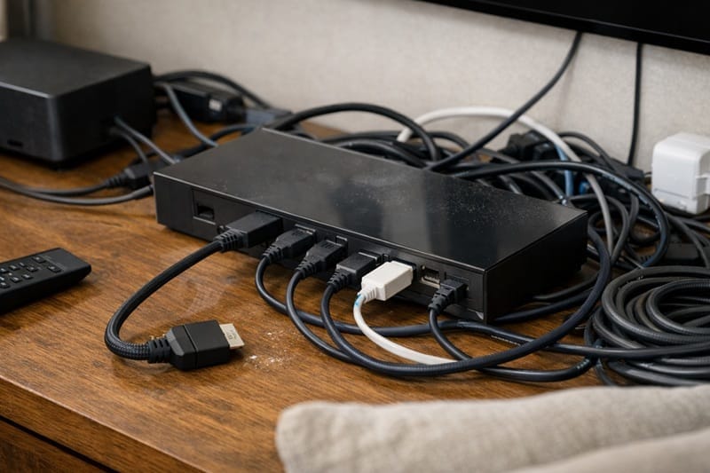 Samsung One Connect box problems — cable and box overview shown
