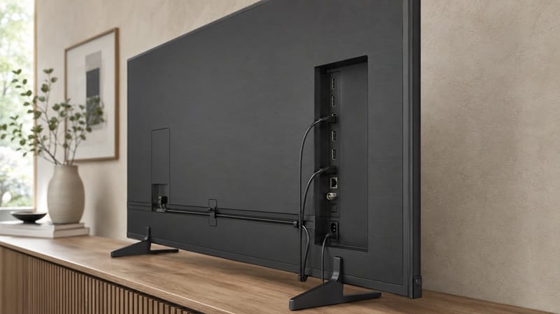 Samsung QN55LS03HE ports and design — built-in connections