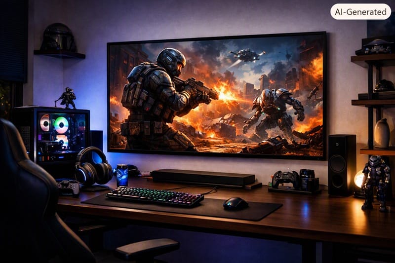 Samsung QN75LS03HE picture quality — gaming setup
