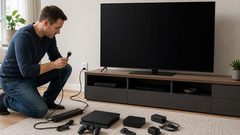 Samsung S90D OLED TV mounted in a living room
