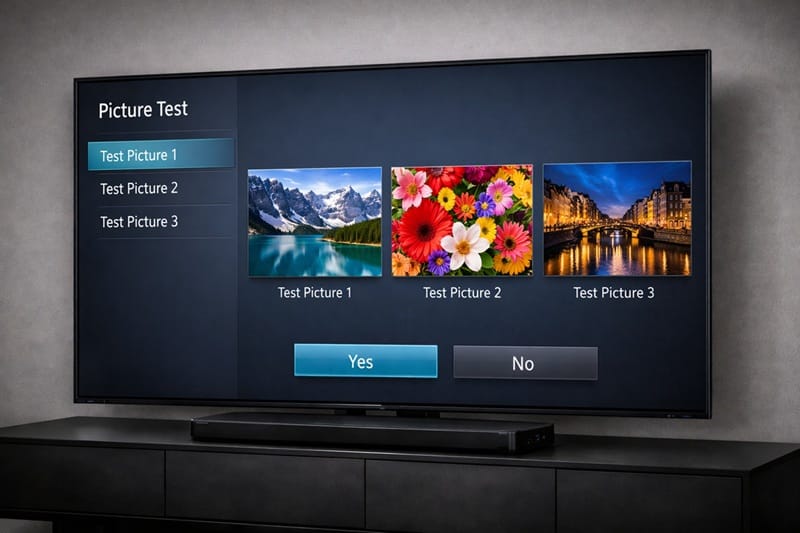 Samsung TV Self Diagnosis picture test menu
