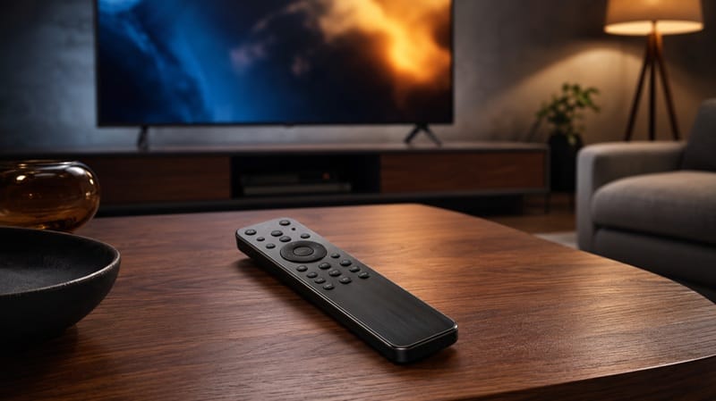 Sony Bravia remote control on a coffee table