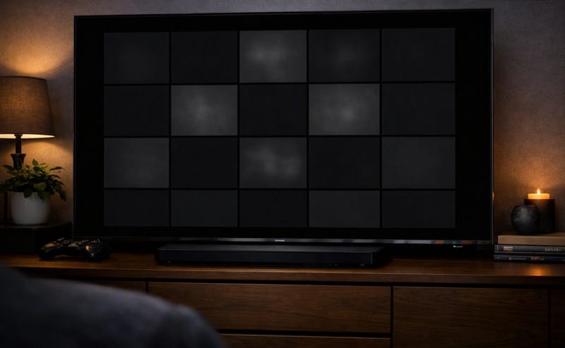 Sony OLED dark scene shadow detail — near-black test pattern on screen