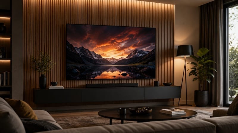 Sony OLED mounted in a living room setup