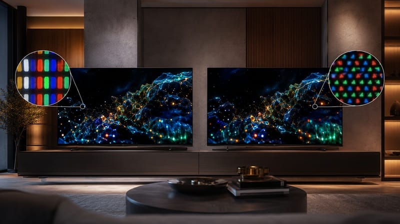 Sony OLED panel close-up showing pixel structure