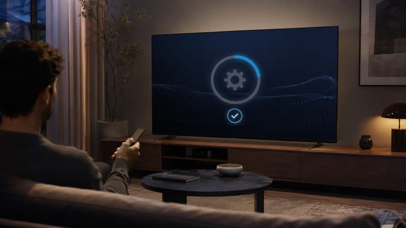 Sony TV settings menu showing software update status