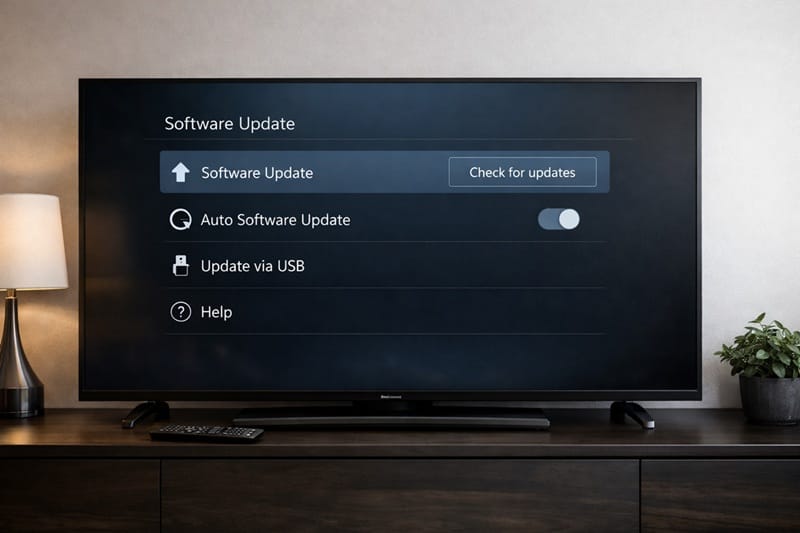 Sony TV software update settings screen