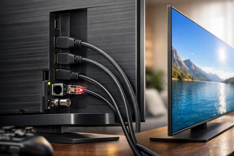 TCL 65QM8L ports and design — HDMI 2.1 connectivity