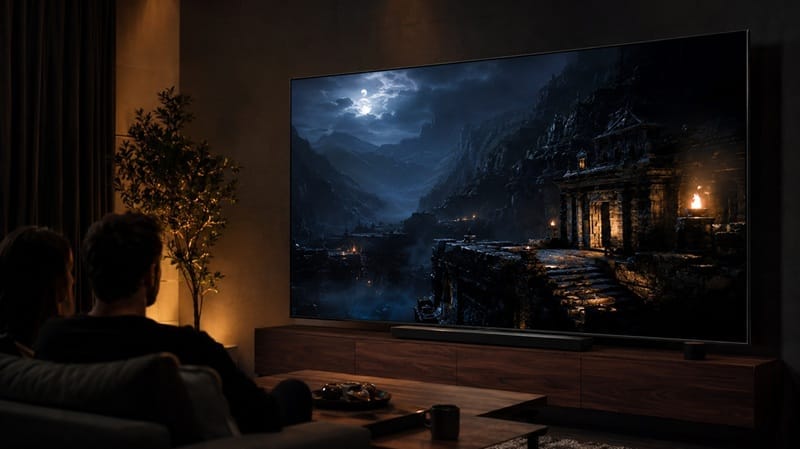 TCL 75QM64L picture quality — HDR dark scene contrast