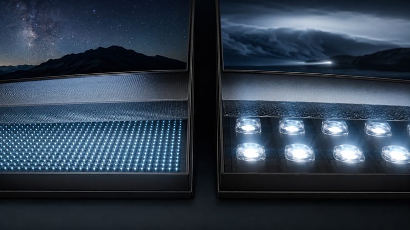 TCL Mini-LED backlight zones close-up comparison