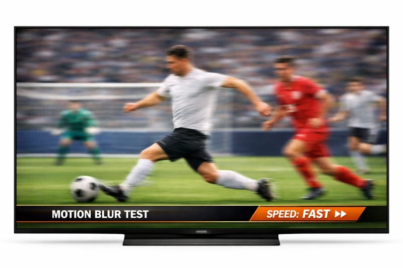TCL QM8K motion blur test scene panning shot