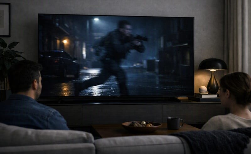TCL TV dark scene motion smearing during a nighttime movie scene