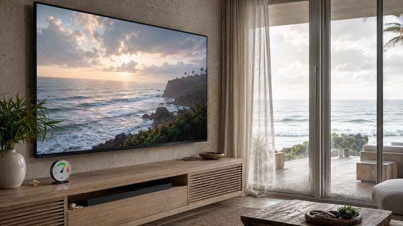 TV installed in humid coastal living room
