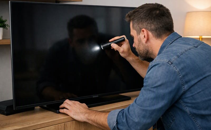checking a new TV screen for defects