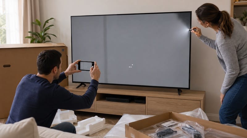 hisense tv dead on arrival screen defects check on unboxing