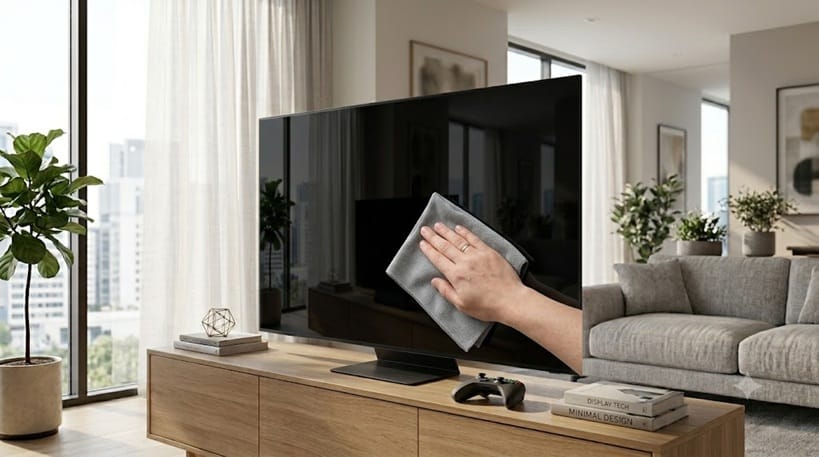 how to clean OLED TV screen with a microfiber cloth