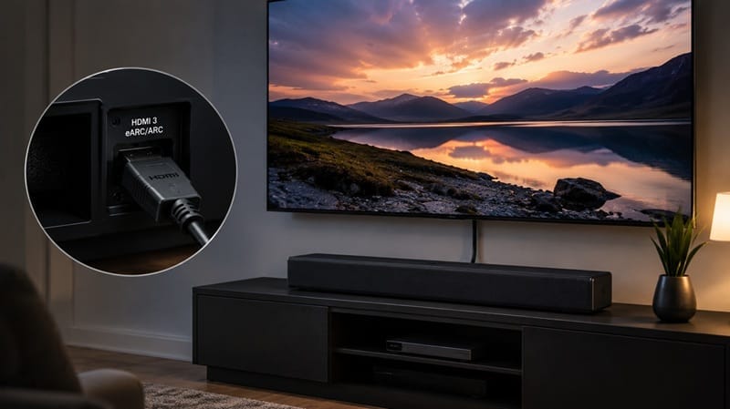soundbar connected to OLED TV via HDMI cable