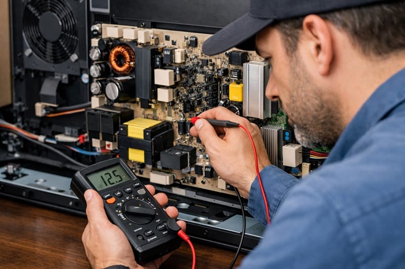 technician checking Sony OLED internal components
