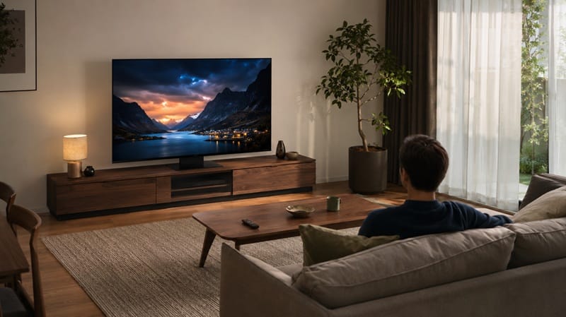 who should buy Samsung 65S85H — living room gaming setup