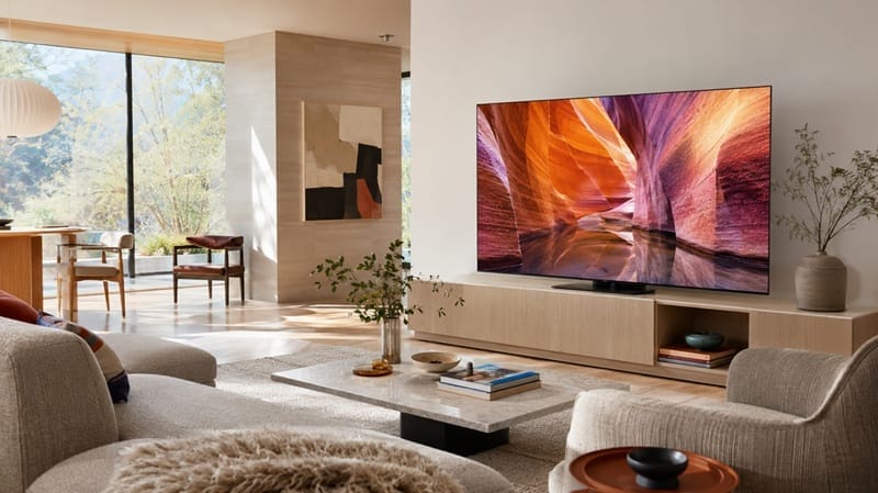 who should buy Samsung QN65LS03H — bright living room setup