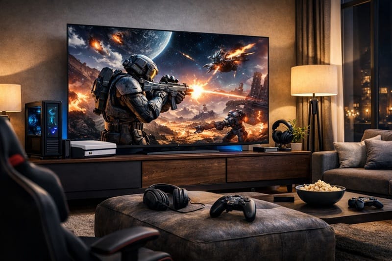 who should buy TCL 75QM64L — living room gaming setup
