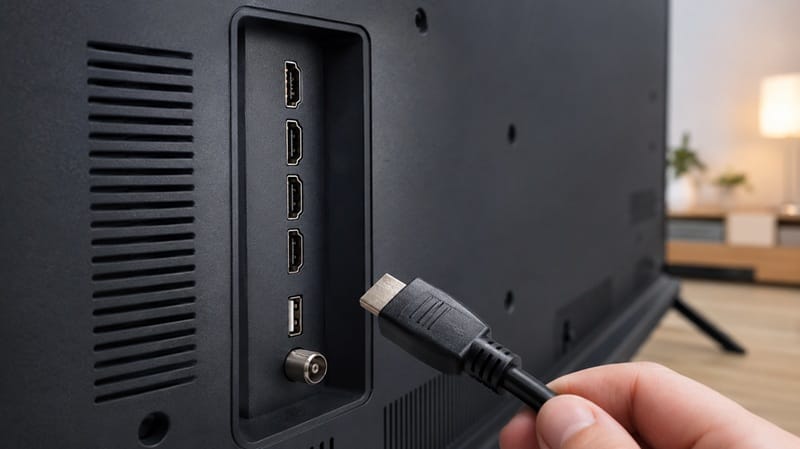 HDMI port panel on a budget TCL TV