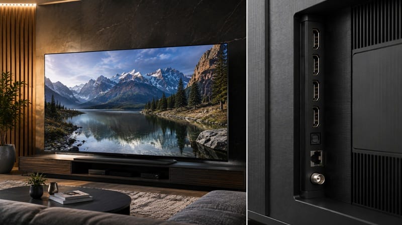 Hisense 100U7SG ports and design — HDMI 2.1 connectivity