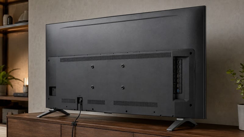 Hisense 65E7SF ports and design — Fire TV connectivity