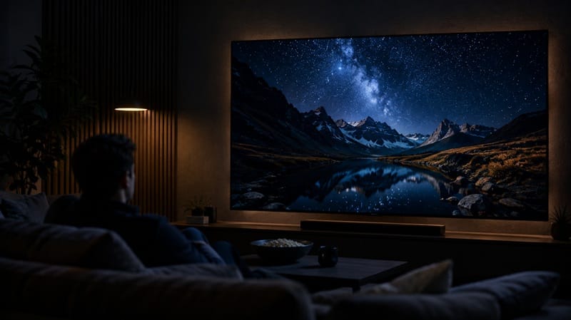 Samsung 55QN80H local dimming dark room performance