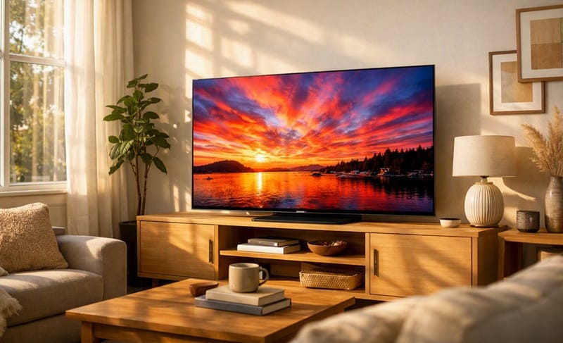 Samsung OLED anti-glare performance bright-room viewing setup