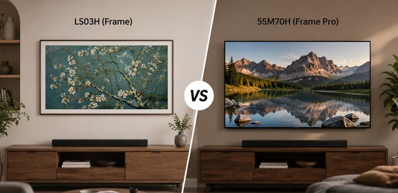 Samsung QN55LS03H vs 55M70H Frame Pro comparison