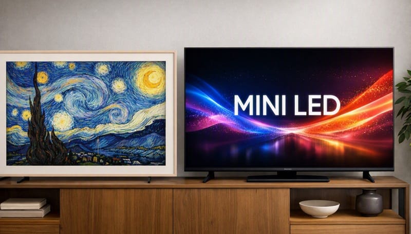 Samsung QN55LS03HE vs Samsung 55M70H side by side