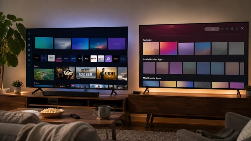 Samsung Smart Hub and LG Content Store app menus