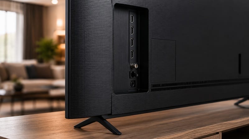 TCL 75F7D ports and design — HDMI connectivity