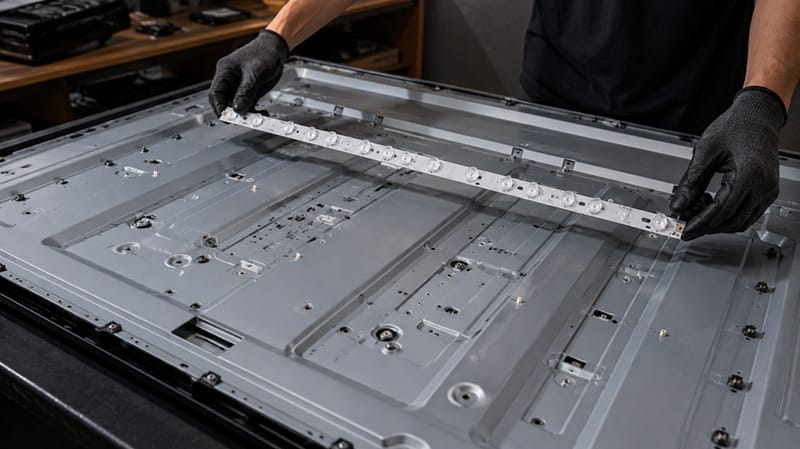 TCL TV backlight LED strip removed for inspection