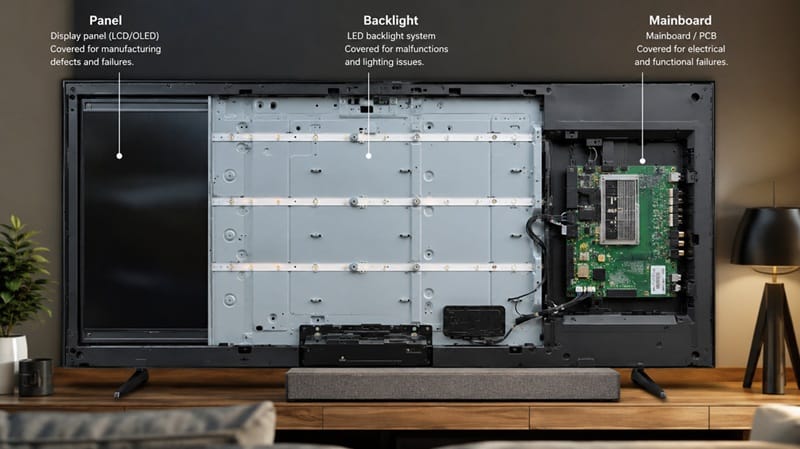 TV components covered under standard warranty terms
