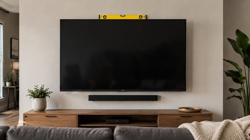 TV mounted level on a wall bracket