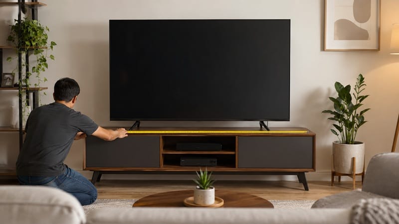 TV stand sized to fit a 65-inch television