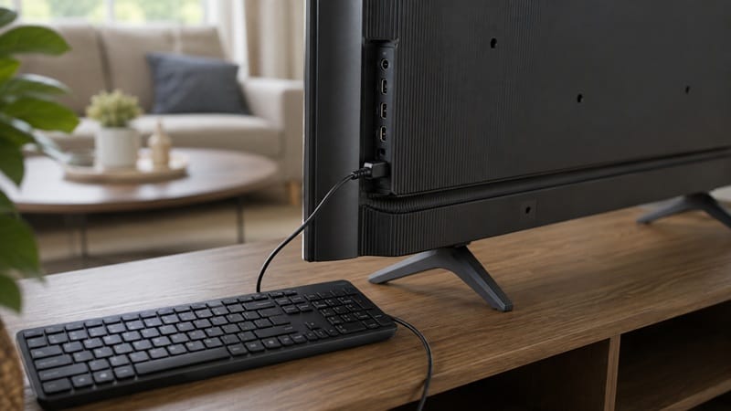 USB keyboard connected to a Roku TV