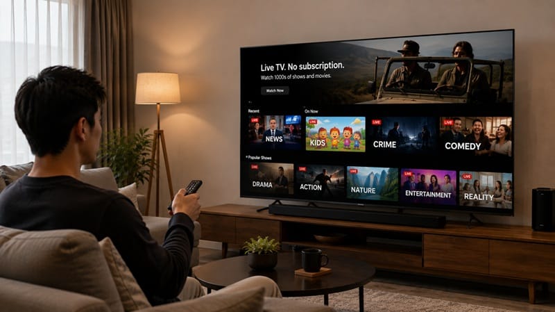 free streaming app menu on a smart TV