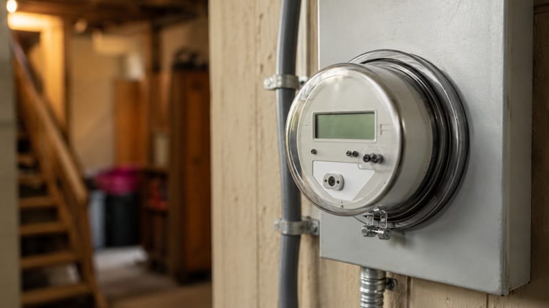how many watts does a tv use — electricity meter next to a TV