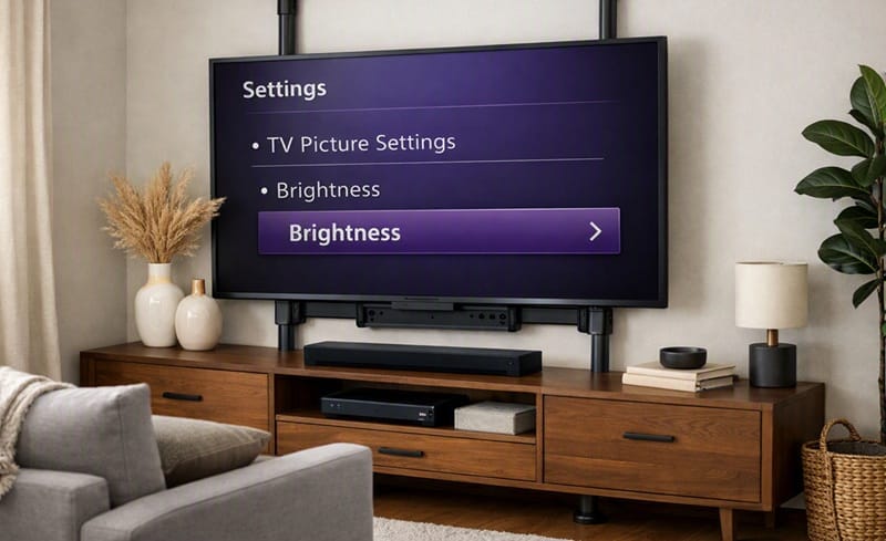 how to turn brightness down on a roku tv settings menu